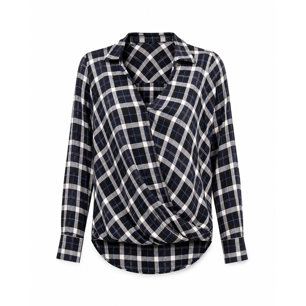 GAP MATERNITY Plaid Wrap Bubble Hem Blouse Top Shirt